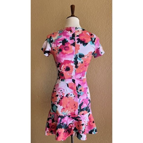 Love...ady Pink Floral Short Sleeve Ruffle Sheath Dress Size S NWOT - Picture 3 of 12